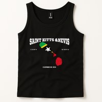 St Kitts Flag And Map St Kitts And Nevis Coordinates Tank Top
