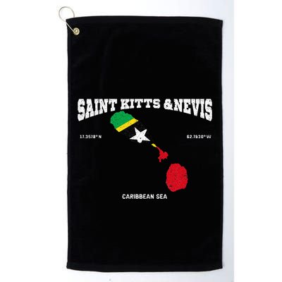 St Kitts Flag And Map St Kitts And Nevis Coordinates Golf Towel