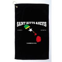 St Kitts Flag And Map St Kitts And Nevis Coordinates Golf Towel