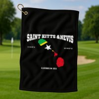 St Kitts Flag And Map St Kitts And Nevis Coordinates Golf Towel