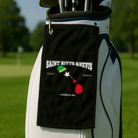 St Kitts Flag And Map St Kitts And Nevis Coordinates Golf Towel
