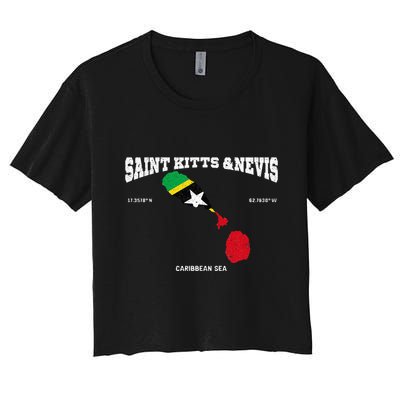St Kitts Flag And Map St Kitts And Nevis Coordinates Crop Top