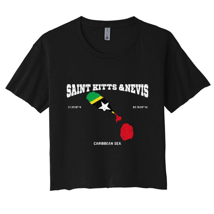 St Kitts Flag And Map St Kitts And Nevis Coordinates Crop Top