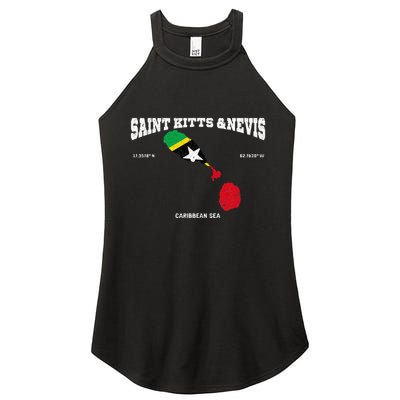 St Kitts Flag And Map St Kitts And Nevis Coordinates Women's Perfect Tri Rocker Tank