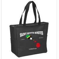 St Kitts Flag And Map St Kitts And Nevis Coordinates Zip Tote Bag