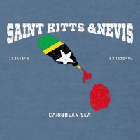 St Kitts Flag And Map St Kitts And Nevis Coordinates Garment-Dyed Sweatshirt