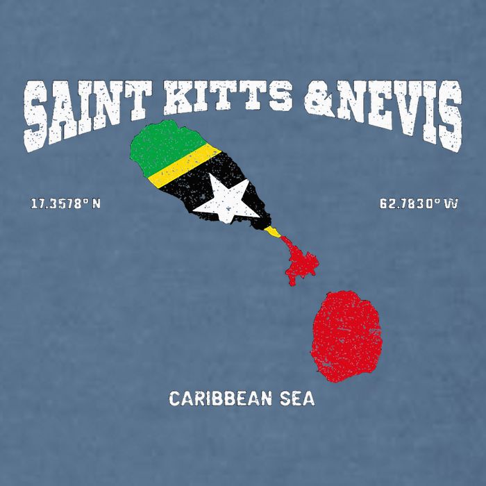 St Kitts Flag And Map St Kitts And Nevis Coordinates Garment-Dyed Sweatshirt