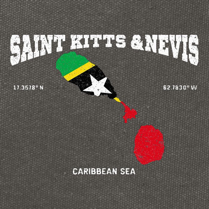 St Kitts Flag And Map St Kitts And Nevis Coordinates Cotton Canvas Backpack