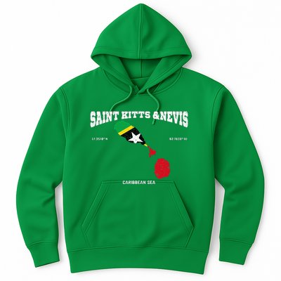 St Kitts Flag And Map St Kitts And Nevis Coordinates Hoodie