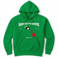 St Kitts Flag And Map St Kitts And Nevis Coordinates Hoodie