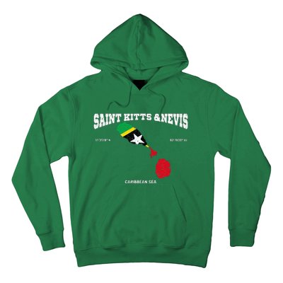 St Kitts Flag And Map St Kitts And Nevis Coordinates Hoodie