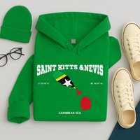 St Kitts Flag And Map St Kitts And Nevis Coordinates Hoodie