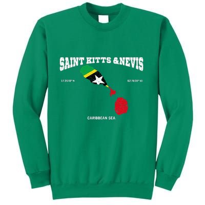 St Kitts Flag And Map St Kitts And Nevis Coordinates Sweatshirt