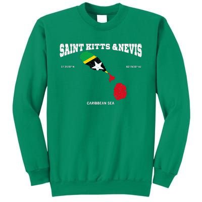 St Kitts Flag And Map St Kitts And Nevis Coordinates Sweatshirt