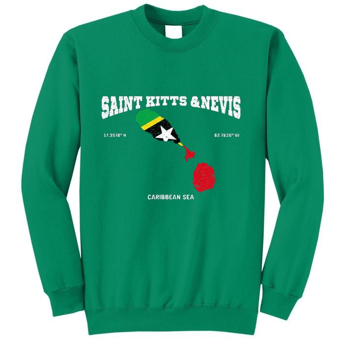 St Kitts Flag And Map St Kitts And Nevis Coordinates Sweatshirt
