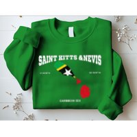 St Kitts Flag And Map St Kitts And Nevis Coordinates Sweatshirt