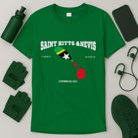 St Kitts Flag And Map St Kitts And Nevis Coordinates T-Shirt