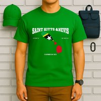 St Kitts Flag And Map St Kitts And Nevis Coordinates T-Shirt