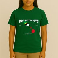St Kitts Flag And Map St Kitts And Nevis Coordinates T-Shirt
