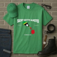 St Kitts Flag And Map St Kitts And Nevis Coordinates Tall T-Shirt
