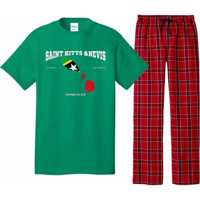 St Kitts Flag And Map St Kitts And Nevis Coordinates Pajama Set