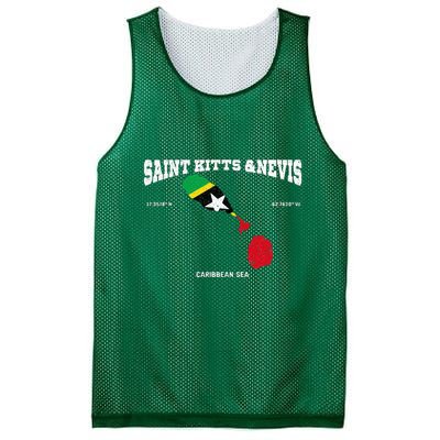 St Kitts Flag And Map St Kitts And Nevis Coordinates Mesh Reversible Basketball Jersey Tank