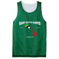 St Kitts Flag And Map St Kitts And Nevis Coordinates Mesh Reversible Basketball Jersey Tank