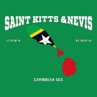 St Kitts Flag And Map St Kitts And Nevis Coordinates Magnet