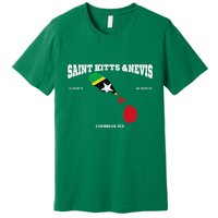St Kitts Flag And Map St Kitts And Nevis Coordinates Premium T-Shirt