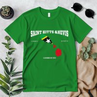 St Kitts Flag And Map St Kitts And Nevis Coordinates Premium T-Shirt