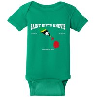 St Kitts Flag And Map St Kitts And Nevis Coordinates Baby Bodysuit