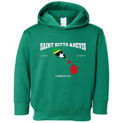 St Kitts Flag And Map St Kitts And Nevis Coordinates Toddler Hoodie