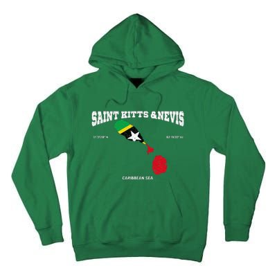 St Kitts Flag And Map St Kitts And Nevis Coordinates Tall Hoodie