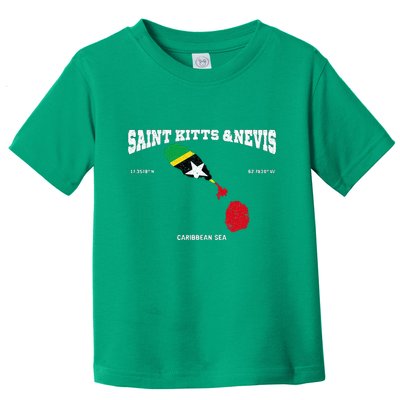 St Kitts Flag And Map St Kitts And Nevis Coordinates Toddler T-Shirt