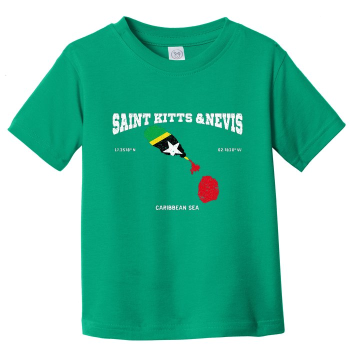 St Kitts Flag And Map St Kitts And Nevis Coordinates Toddler T-Shirt