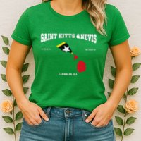 St Kitts Flag And Map St Kitts And Nevis Coordinates Womens T-Shirt