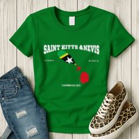 St Kitts Flag And Map St Kitts And Nevis Coordinates Womens T-Shirt