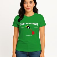 St Kitts Flag And Map St Kitts And Nevis Coordinates Womens T-Shirt