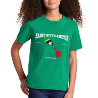 St Kitts Flag And Map St Kitts And Nevis Coordinates Kids T-Shirt