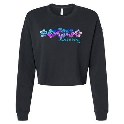 Siesta Key Florida Tropical Flower Great Giftgiftvacation Beach Gift Cropped Pullover Crew
