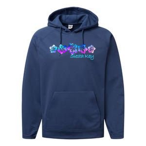 Siesta Key Florida Tropical Flower Great Giftgiftvacation Beach Gift Performance Fleece Hoodie