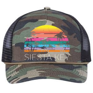 Siesta Key Florida Retro Beach Vacation Souvenir Summer West Great Gift Retro Rope Trucker Hat Cap