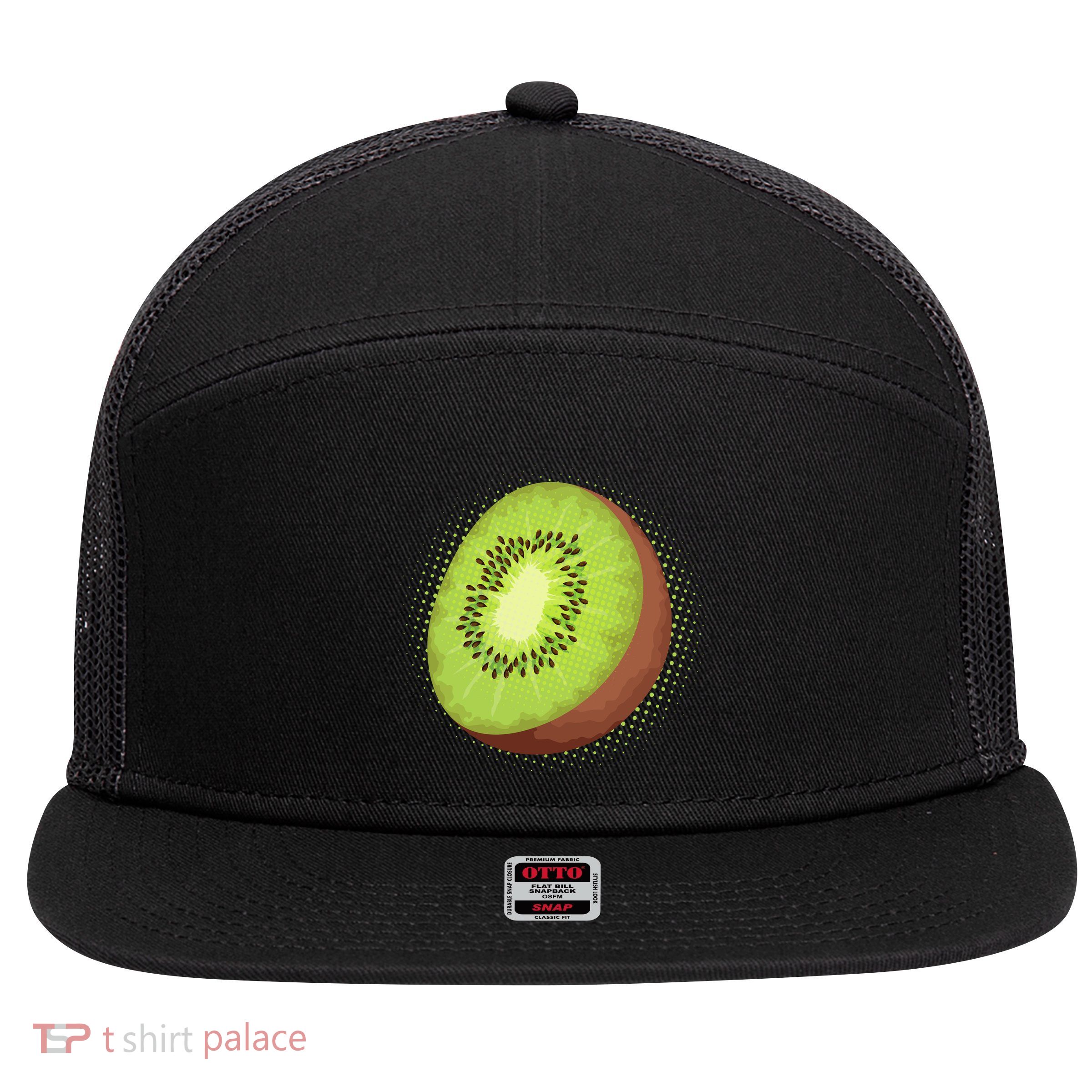 Summer Kiwi Fruit 7 Panel Mesh Trucker Snapback Hat