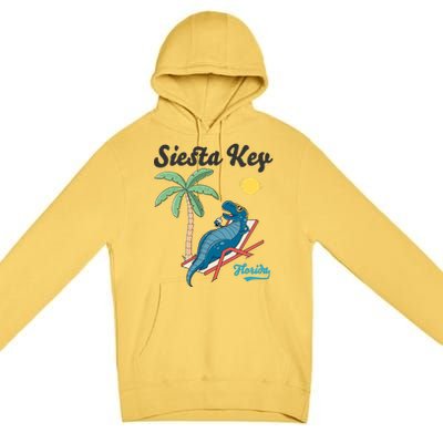 Siesta Key Gift Florida Beach Dinosaur Family Vacation Cute Gift Premium Pullover Hoodie