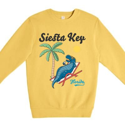 Siesta Key Gift Florida Beach Dinosaur Family Vacation Cute Gift Premium Crewneck Sweatshirt