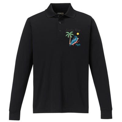 Siesta Key Gift Florida Beach Dinosaur Family Vacation Cute Gift Performance Long Sleeve Polo