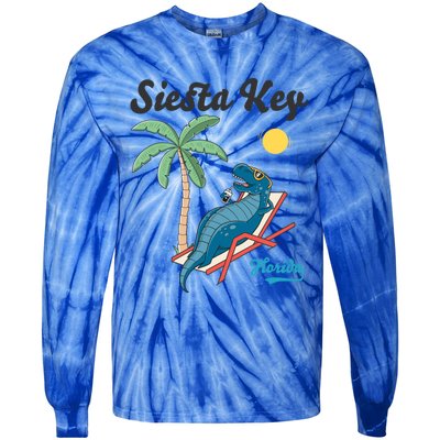 Siesta Key Gift Florida Beach Dinosaur Family Vacation Cute Gift Tie-Dye Long Sleeve Shirt