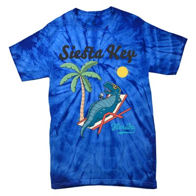 Siesta Key Gift Florida Beach Dinosaur Family Vacation Cute Gift Tie-Dye T-Shirt