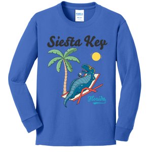 Siesta Key Gift Florida Beach Dinosaur Family Vacation Cute Gift Kids Long Sleeve Shirt