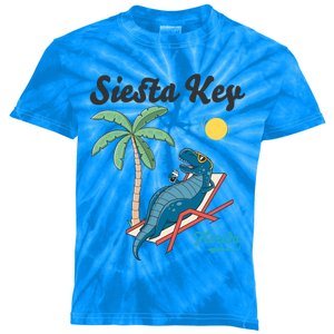 Siesta Key Gift Florida Beach Dinosaur Family Vacation Cute Gift Kids Tie-Dye T-Shirt